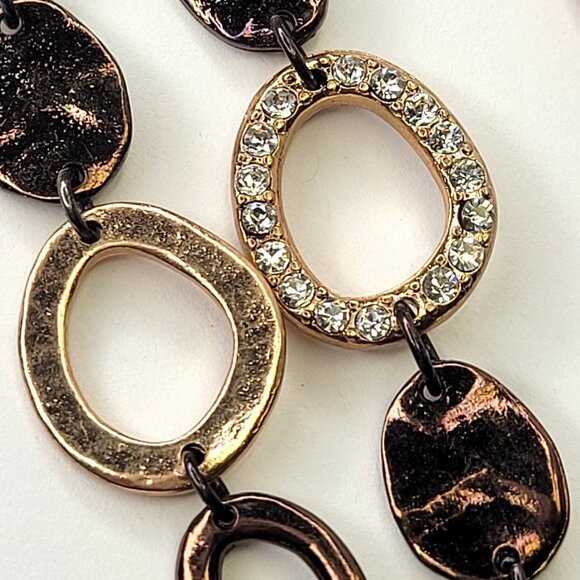 Bronze Long Necklace Multi Shaped Links - Picture 3 of 7